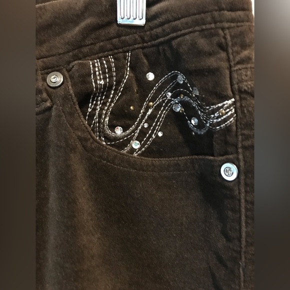 Womens Jessica Sport velour,stretchy Brown with jemstones Pants - Picture 4 of 7